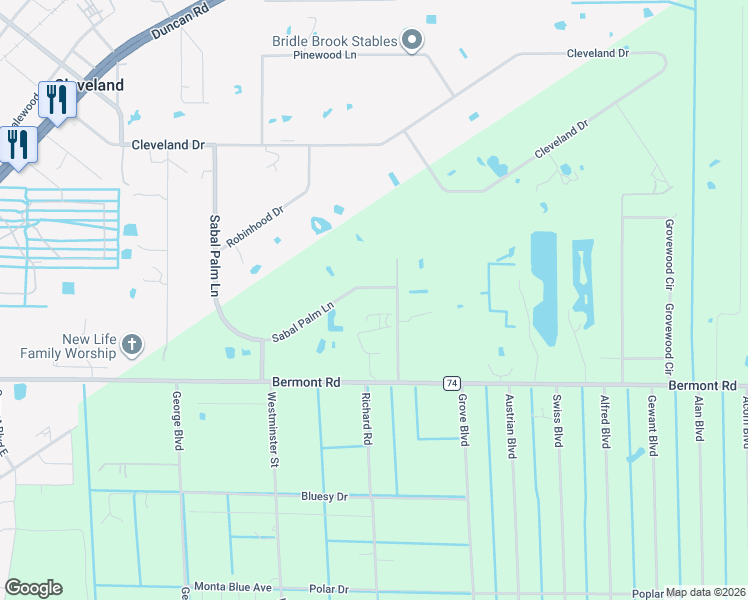 map of restaurants, bars, coffee shops, grocery stores, and more near 5660-5680 Sabal Palm Lane in Punta Gorda