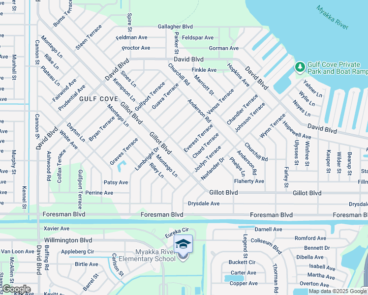 map of restaurants, bars, coffee shops, grocery stores, and more near 5427 Everest Terrace in Port Charlotte
