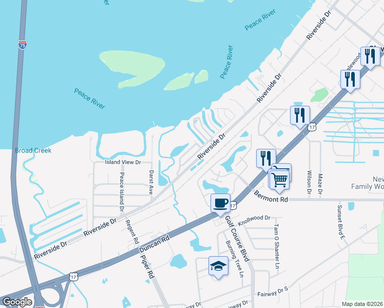 map of restaurants, bars, coffee shops, grocery stores, and more near Unnamed Road in Punta Gorda