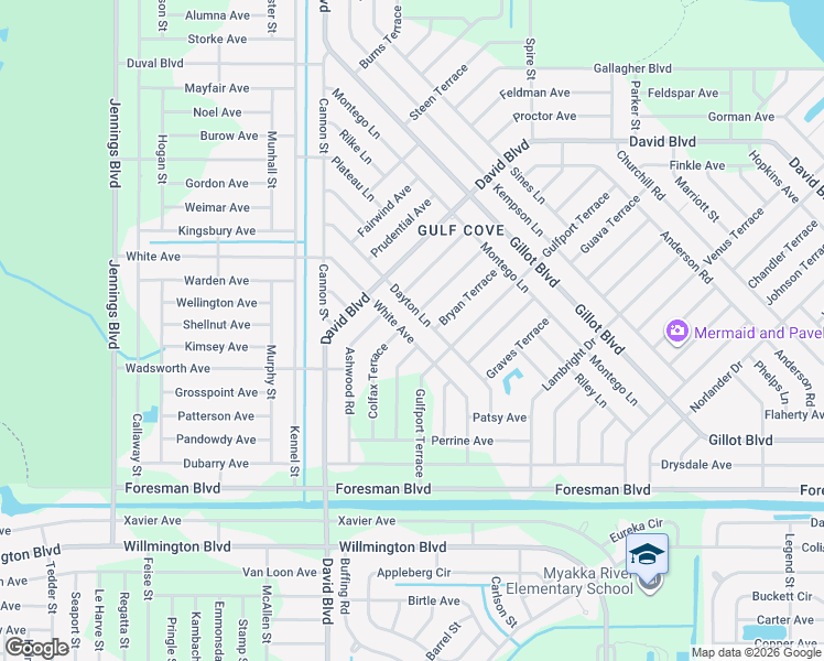 map of restaurants, bars, coffee shops, grocery stores, and more near 5392 White Avenue in Port Charlotte