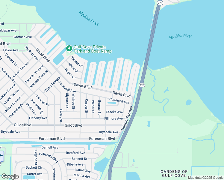 map of restaurants, bars, coffee shops, grocery stores, and more near 5397 David Boulevard in Port Charlotte