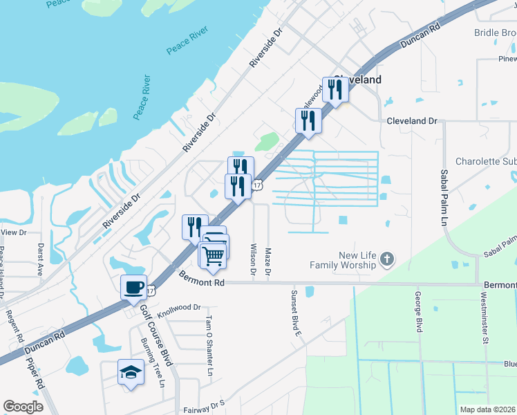 map of restaurants, bars, coffee shops, grocery stores, and more near 5326 Duncan Road in Punta Gorda