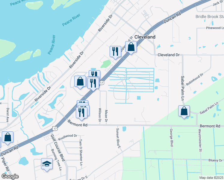 map of restaurants, bars, coffee shops, grocery stores, and more near 5333 Shell Mound Circle in Punta Gorda