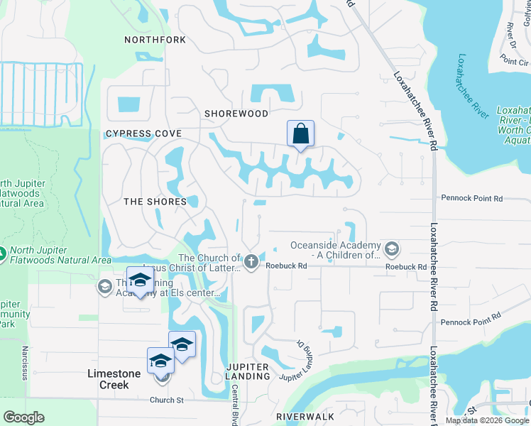 map of restaurants, bars, coffee shops, grocery stores, and more near 128 Bryce Lane in Jupiter