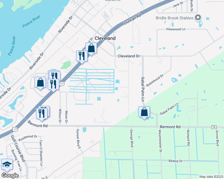 map of restaurants, bars, coffee shops, grocery stores, and more near 28052 Arrowhead Circle in Punta Gorda