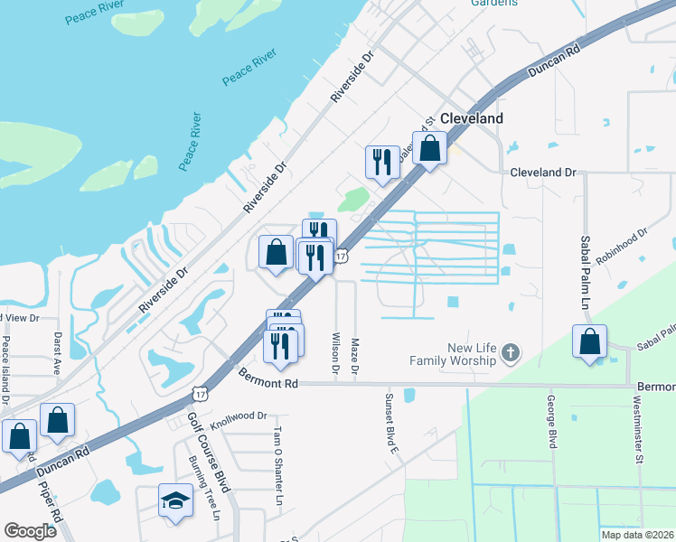 map of restaurants, bars, coffee shops, grocery stores, and more near 5326 Duncan Road in Punta Gorda