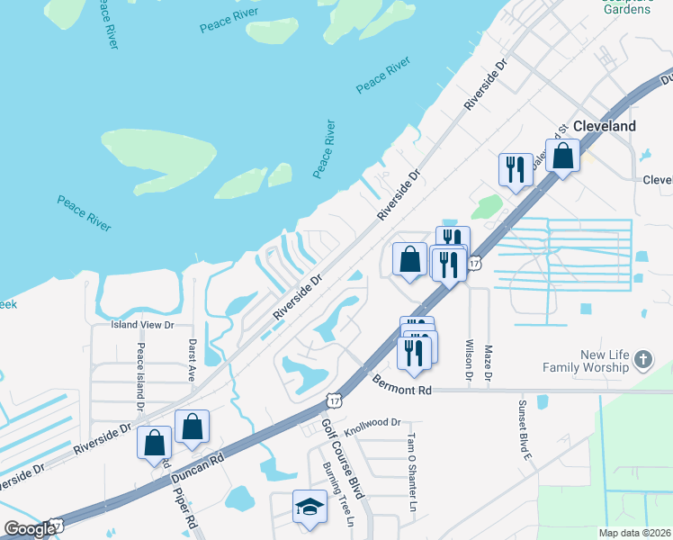 map of restaurants, bars, coffee shops, grocery stores, and more near 5601 Duncan Road in Punta Gorda