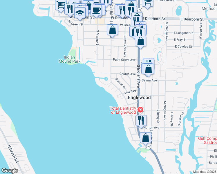 map of restaurants, bars, coffee shops, grocery stores, and more near 470 South McCall Road in Englewood