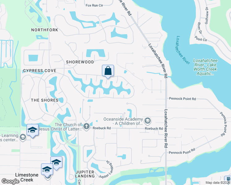map of restaurants, bars, coffee shops, grocery stores, and more near 18834 Fetterbush Court in Jupiter