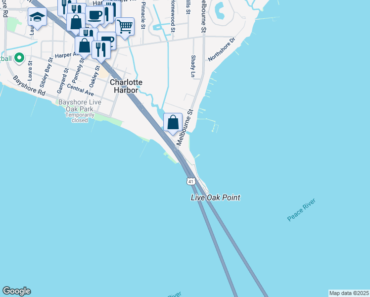 map of restaurants, bars, coffee shops, grocery stores, and more near 5000 Tamiami Trail in Port Charlotte