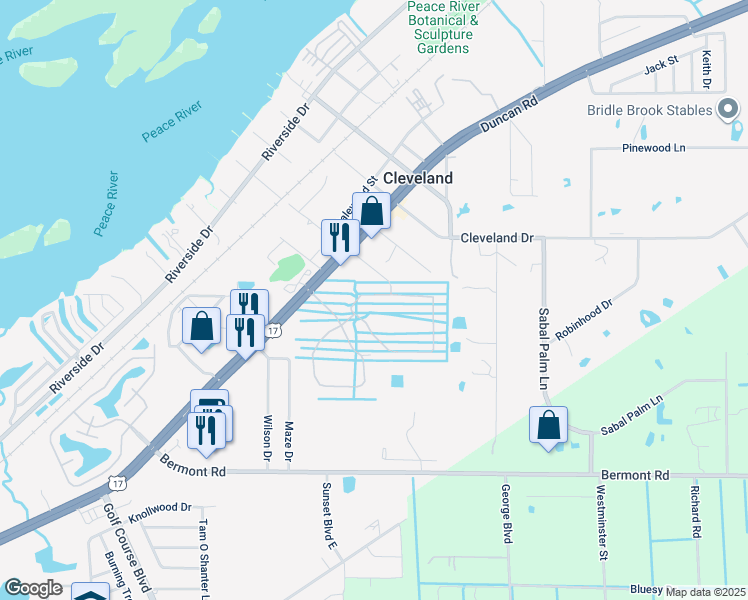 map of restaurants, bars, coffee shops, grocery stores, and more near 27867 Arrowhead Circle in Punta Gorda