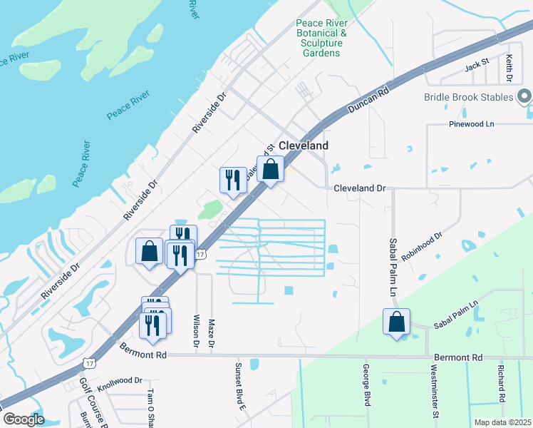 map of restaurants, bars, coffee shops, grocery stores, and more near 27287 Disston Avenue in Punta Gorda