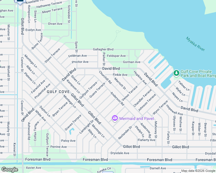 map of restaurants, bars, coffee shops, grocery stores, and more near 5336 Anderson Road in Port Charlotte