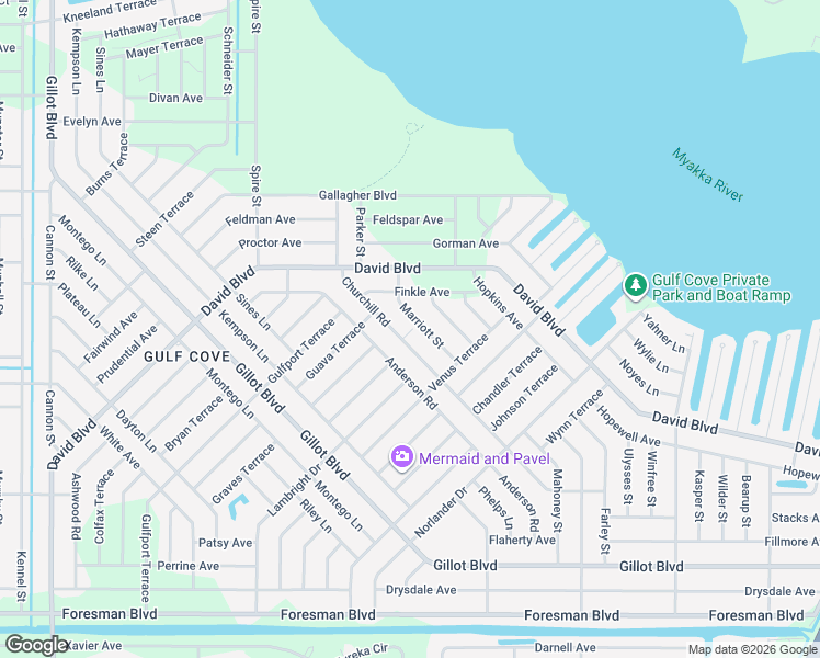 map of restaurants, bars, coffee shops, grocery stores, and more near 5185 Marriott Street in Port Charlotte