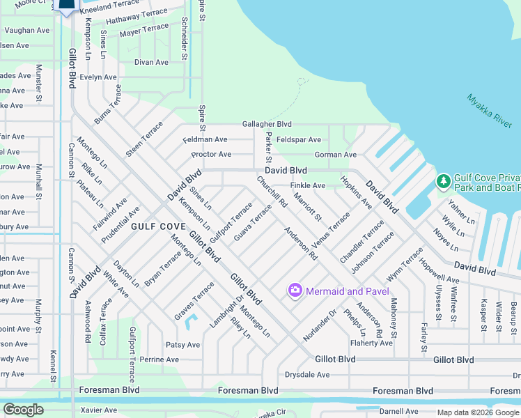 map of restaurants, bars, coffee shops, grocery stores, and more near 5187 Guava Terrace in Port Charlotte