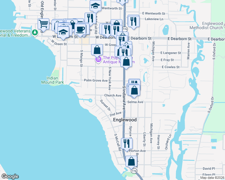 map of restaurants, bars, coffee shops, grocery stores, and more near 24 Church Avenue in Englewood