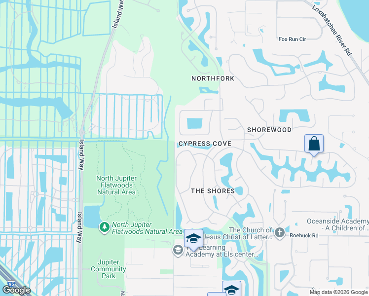 map of restaurants, bars, coffee shops, grocery stores, and more near 18820 Misty Lake Drive in Jupiter