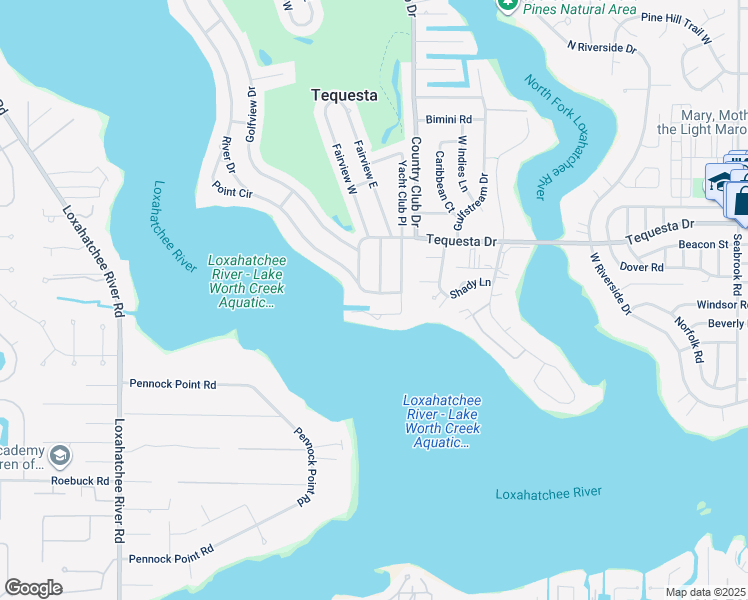 map of restaurants, bars, coffee shops, grocery stores, and more near 40 Pine Tree Place in Tequesta