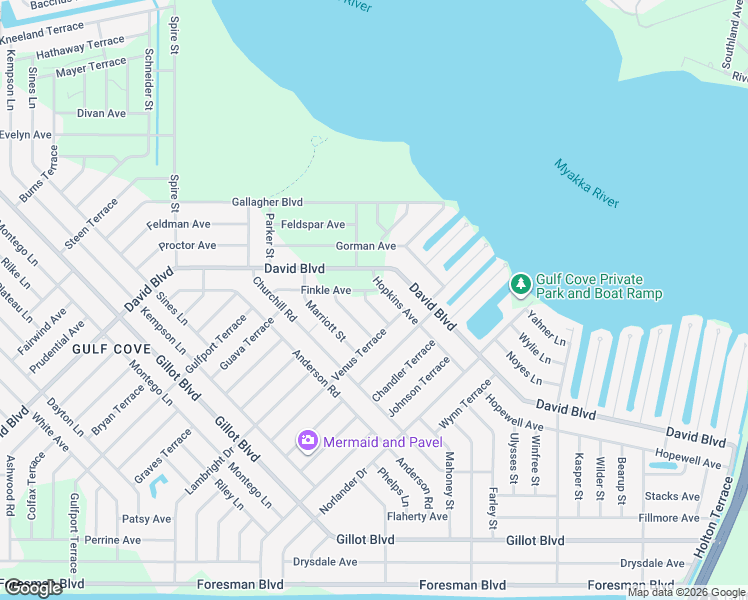 map of restaurants, bars, coffee shops, grocery stores, and more near 5126 Hopkins Avenue in Port Charlotte
