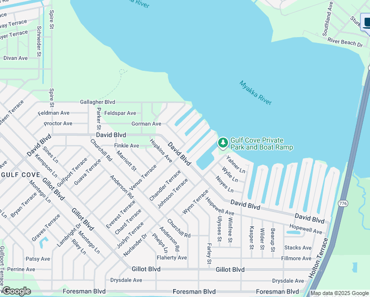 map of restaurants, bars, coffee shops, grocery stores, and more near 5795 David Boulevard in Port Charlotte