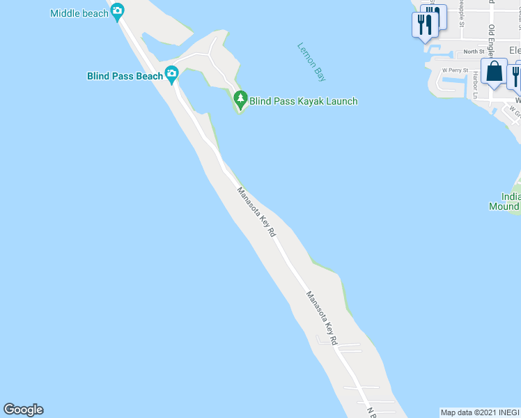 map of restaurants, bars, coffee shops, grocery stores, and more near 6425 Manasota Key Road in Englewood