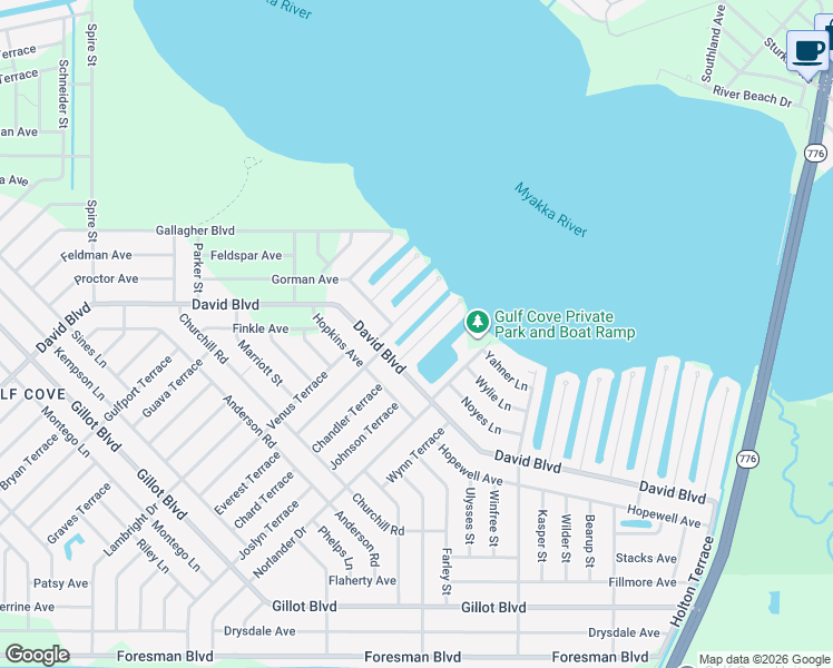 map of restaurants, bars, coffee shops, grocery stores, and more near 5165 Latham Terrace in Port Charlotte