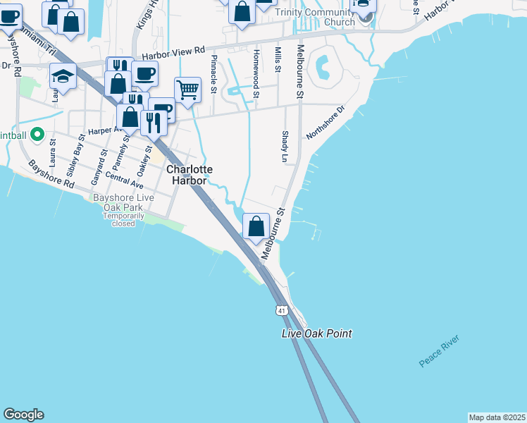 map of restaurants, bars, coffee shops, grocery stores, and more near 23394 Scenic Avenue in Punta Gorda