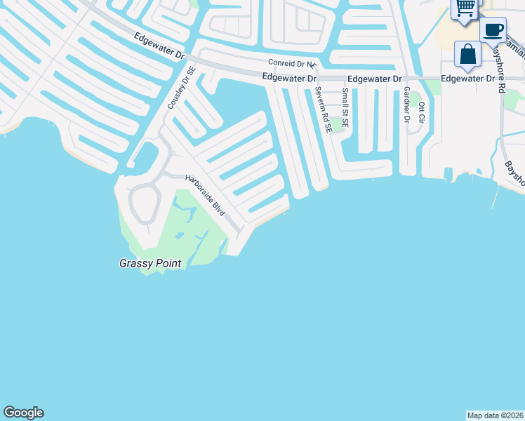 map of restaurants, bars, coffee shops, grocery stores, and more near 227 George Road Southeast in Port Charlotte