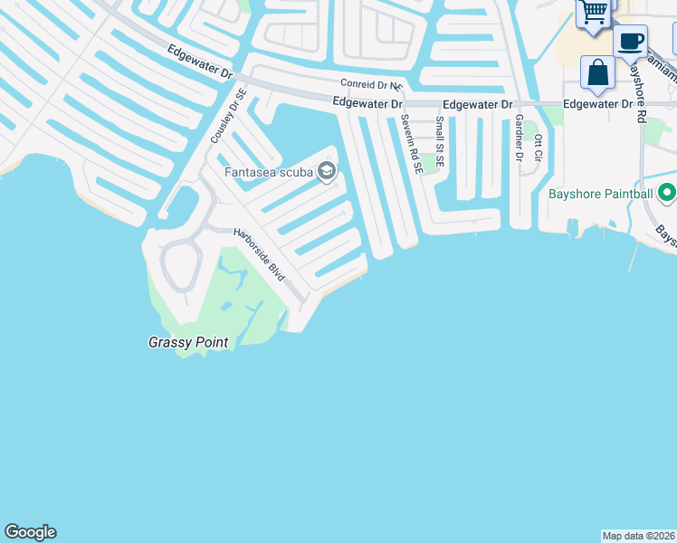 map of restaurants, bars, coffee shops, grocery stores, and more near 227 George Road Southeast in Port Charlotte