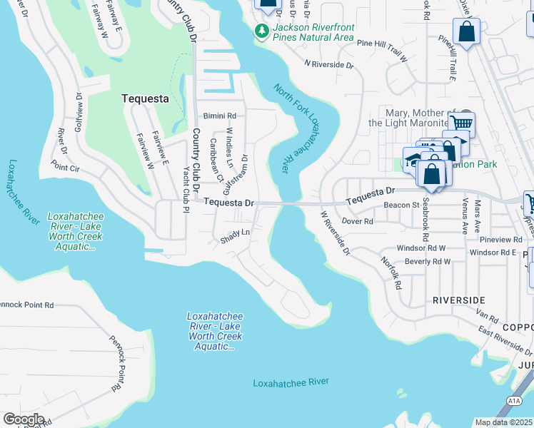 map of restaurants, bars, coffee shops, grocery stores, and more near 478 Tequesta Drive in Jupiter