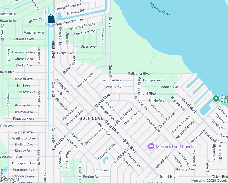 map of restaurants, bars, coffee shops, grocery stores, and more near 13009 Proctor Avenue in Port Charlotte