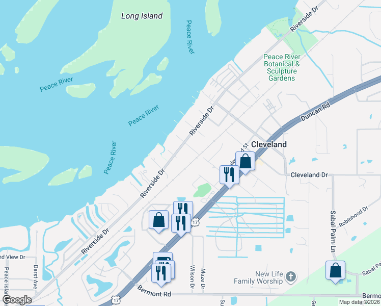 map of restaurants, bars, coffee shops, grocery stores, and more near 27430 Dutch Avenue in Punta Gorda