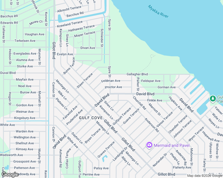 map of restaurants, bars, coffee shops, grocery stores, and more near 13009 Proctor Avenue in Port Charlotte