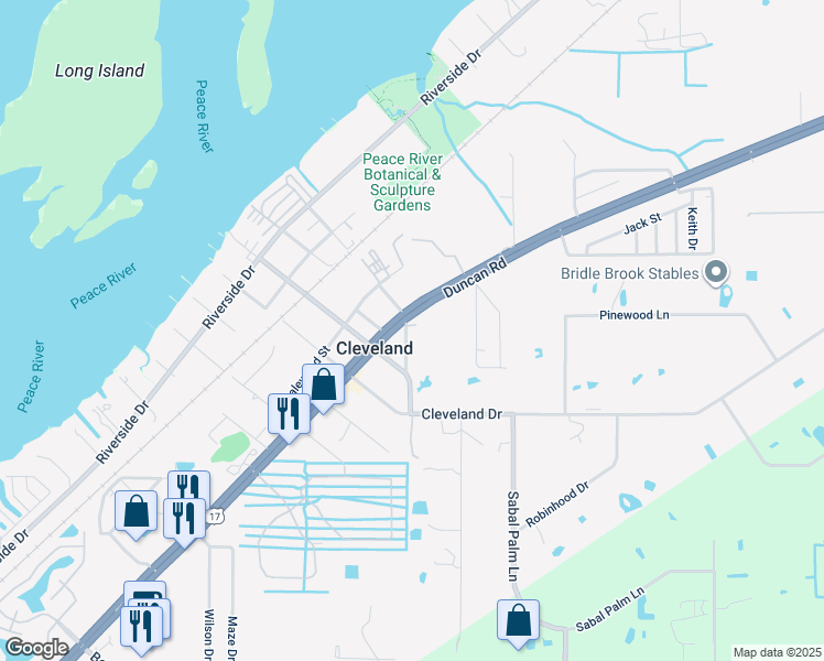 map of restaurants, bars, coffee shops, grocery stores, and more near 1415 Indiana Driveway in Punta Gorda