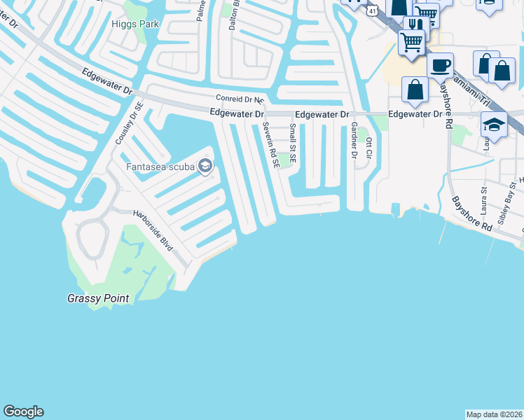 map of restaurants, bars, coffee shops, grocery stores, and more near 242 Bangsberg Road Southeast in Port Charlotte
