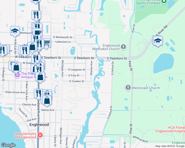 map of restaurants, bars, coffee shops, grocery stores, and more near 428 Court Street in Englewood