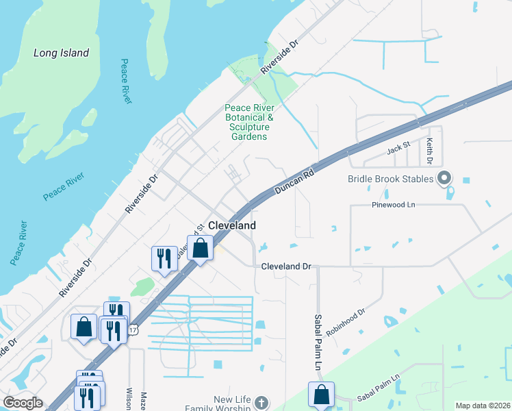 map of restaurants, bars, coffee shops, grocery stores, and more near 1430 Gary Avenue in Punta Gorda