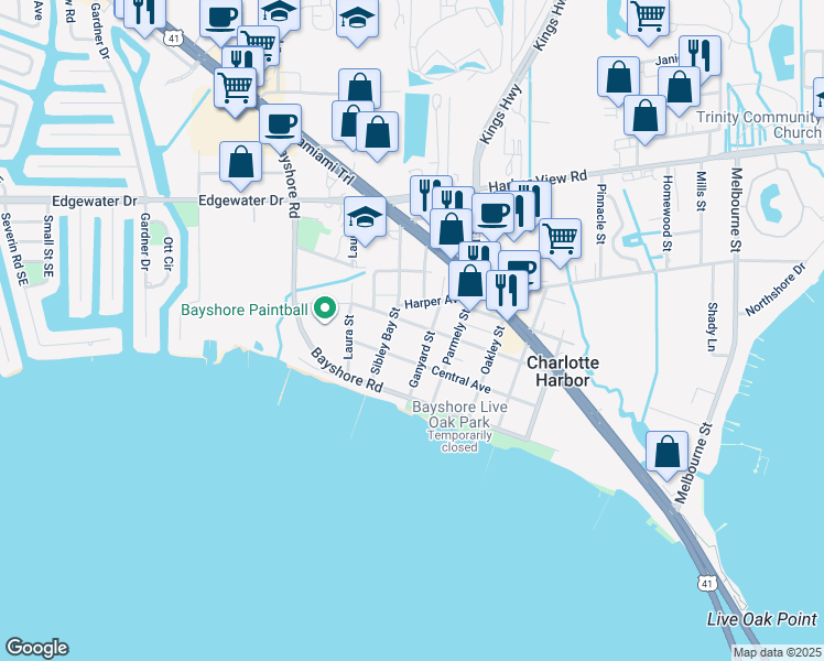 map of restaurants, bars, coffee shops, grocery stores, and more near 4441 Ganyard Street in Port Charlotte