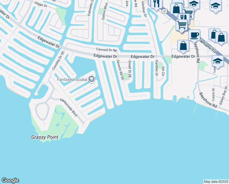 map of restaurants, bars, coffee shops, grocery stores, and more near 242 Bangsberg Road Southeast in Port Charlotte