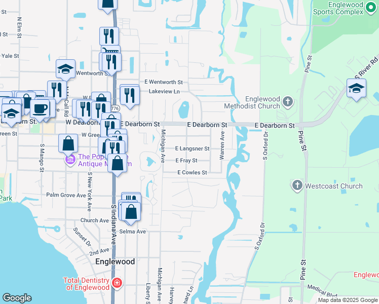 map of restaurants, bars, coffee shops, grocery stores, and more near 101 Sylvania Avenue in Englewood