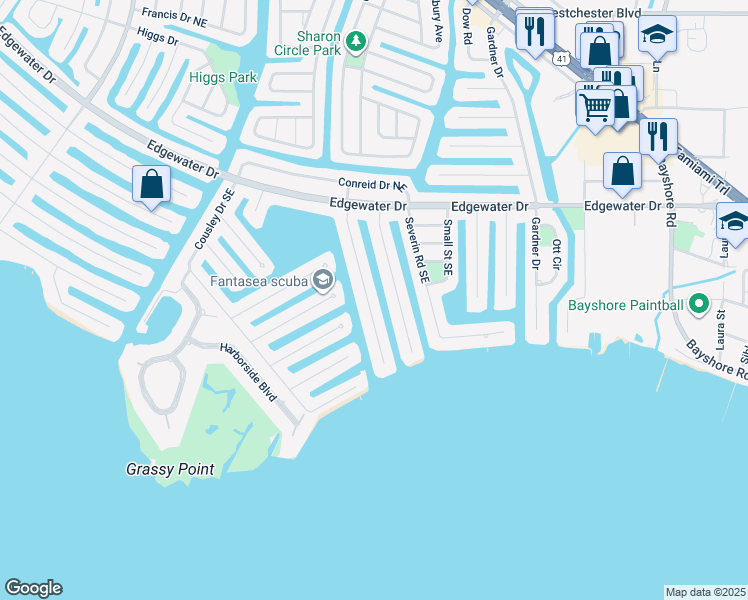 map of restaurants, bars, coffee shops, grocery stores, and more near 193 Beeney Road Southeast in Port Charlotte