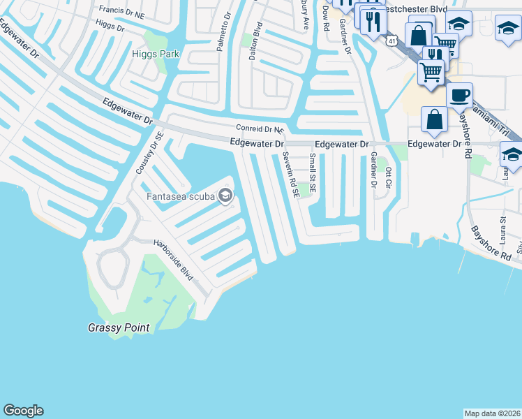 map of restaurants, bars, coffee shops, grocery stores, and more near 187 Beeney Road Southeast in Port Charlotte