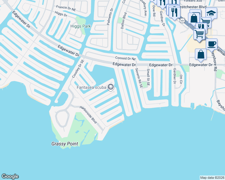 map of restaurants, bars, coffee shops, grocery stores, and more near 290 Fields Terrace Southeast in Port Charlotte