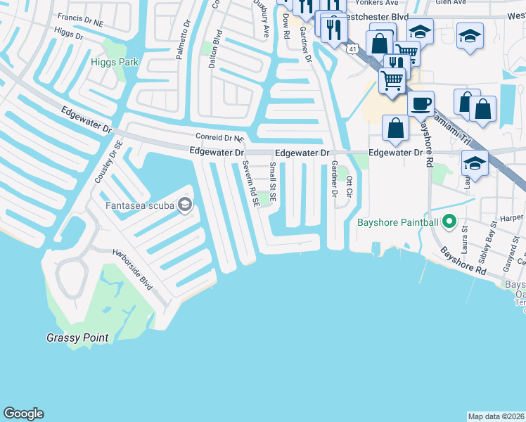 map of restaurants, bars, coffee shops, grocery stores, and more near 217 Severin Road Southeast in Port Charlotte