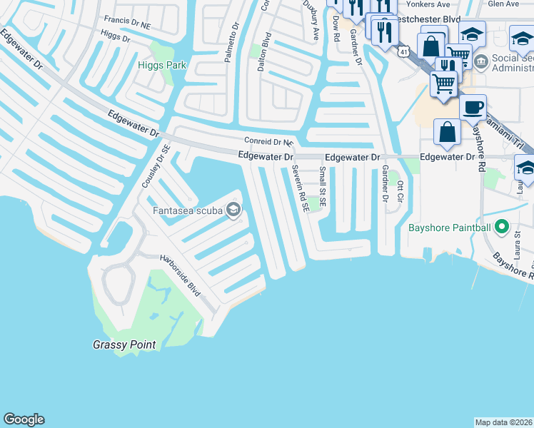 map of restaurants, bars, coffee shops, grocery stores, and more near 187 Beeney Road Southeast in Port Charlotte