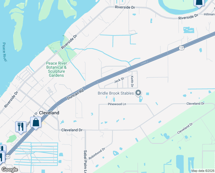 map of restaurants, bars, coffee shops, grocery stores, and more near 6526 Jack Street in Punta Gorda