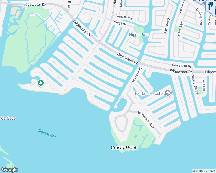 map of restaurants, bars, coffee shops, grocery stores, and more near 132 Sinclair Street Southeast in Port Charlotte