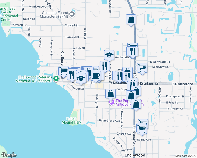 map of restaurants, bars, coffee shops, grocery stores, and more near 280 West Dearborn Street in Englewood