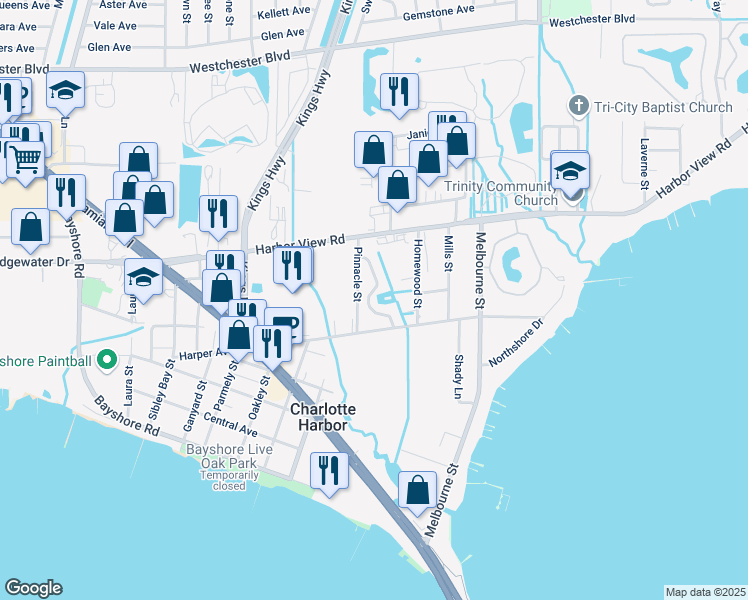 map of restaurants, bars, coffee shops, grocery stores, and more near 4375 Eaglet Road in Port Charlotte