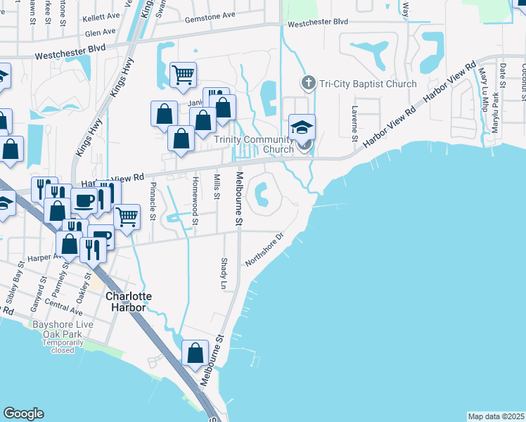 map of restaurants, bars, coffee shops, grocery stores, and more near 23465 Harbor View Road in Port Charlotte